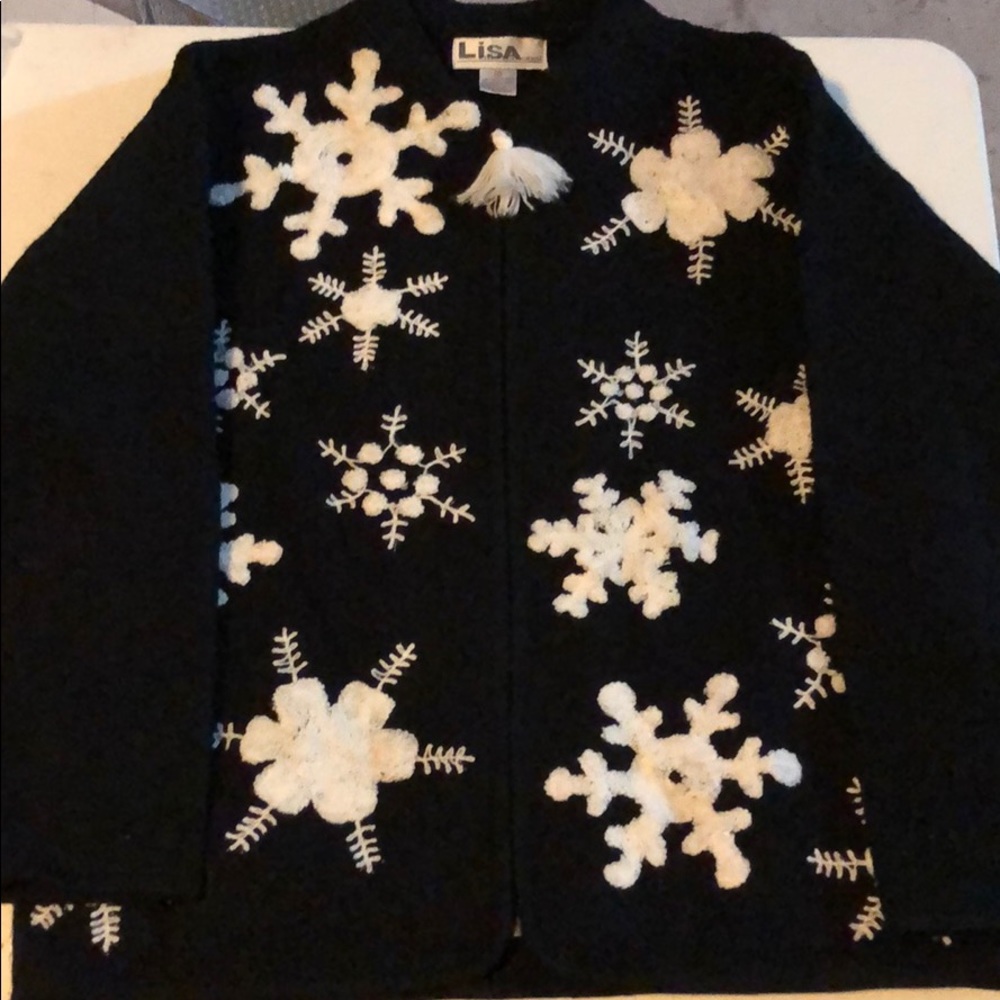 Lisa International boiled wool holiday cardigan